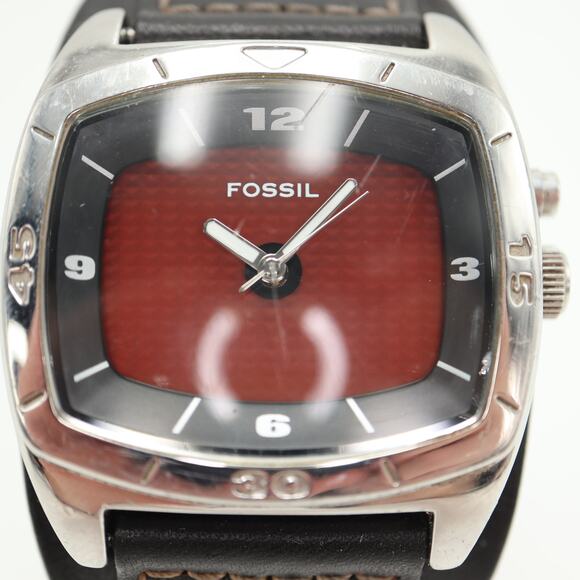 Fossil Kaleido Mens Red Orange Color Change 41mm Watch Black Leather New Battery - Picture 7 of 16